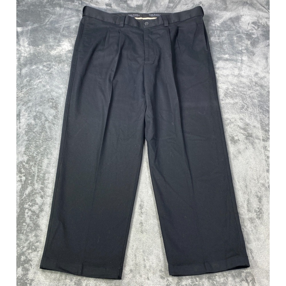 Oak Hill Pants Mens 42x28 Black Pleated Premium Stretch Workwear Big & Tall